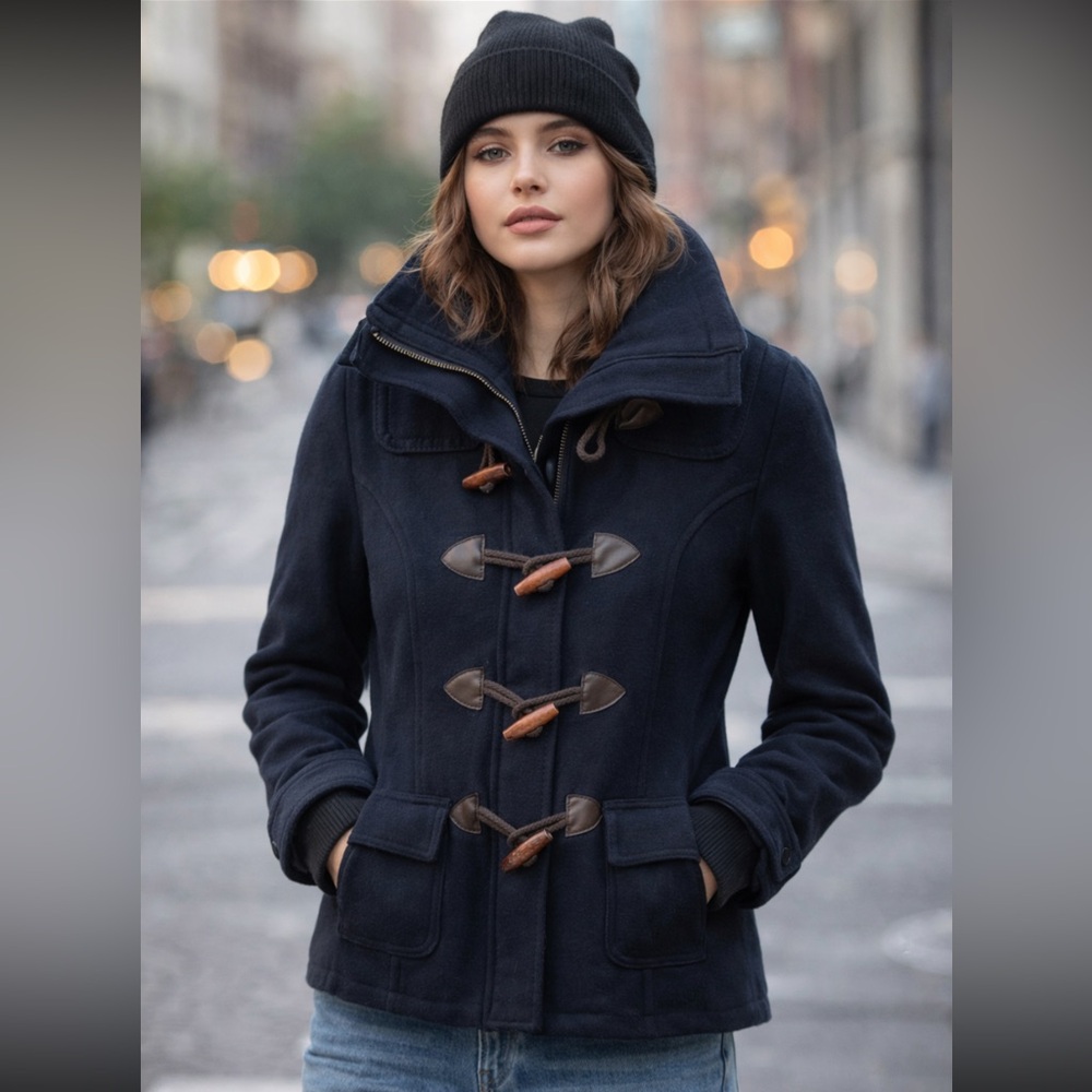 dELiA*s Y2K Twilight Wool Blend Navy Toggle Pea Coat Vintage 2000s